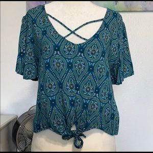 Green/Blue Low Cut Blouse